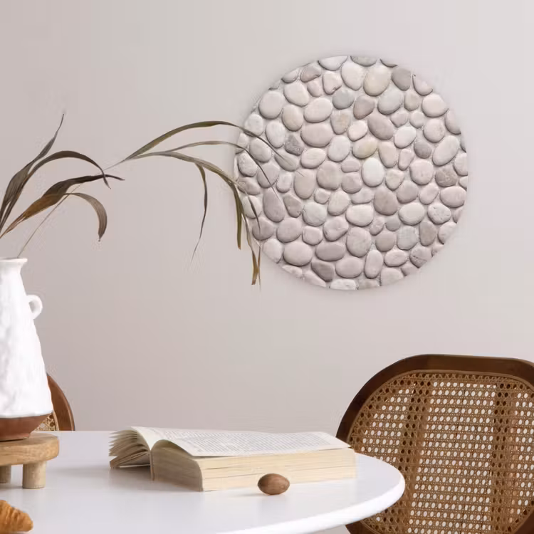 Muurcirkel - Steen - Kiezel - Natuur - Minimalistisch - Beige — 4