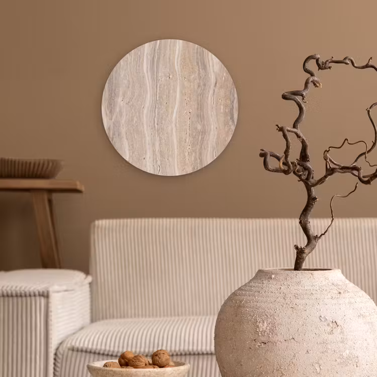 Muurcirkel - Steen - Patroon - Textuur - Natuurlijk - Beige — 2