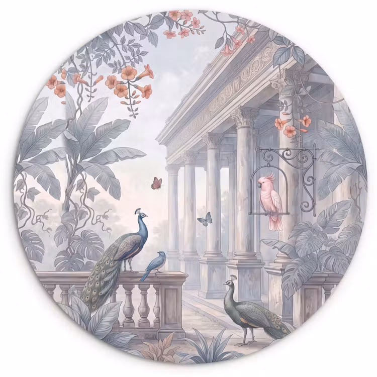 Muurcirkel - Vogel - Pauw - Architectuur - Klassiek - Groen — 1