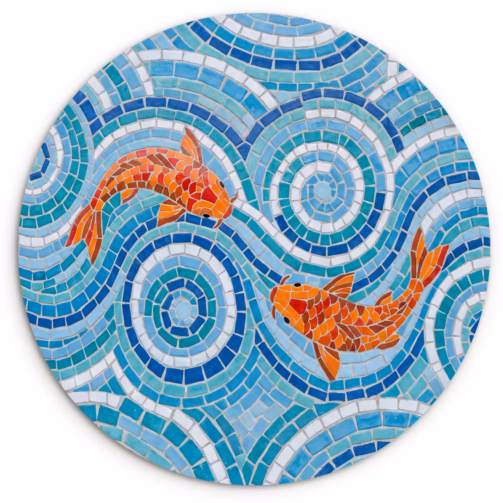 Muurcirkel - Vis - Mozaïek - Water - Decoratief - Blauw — 1