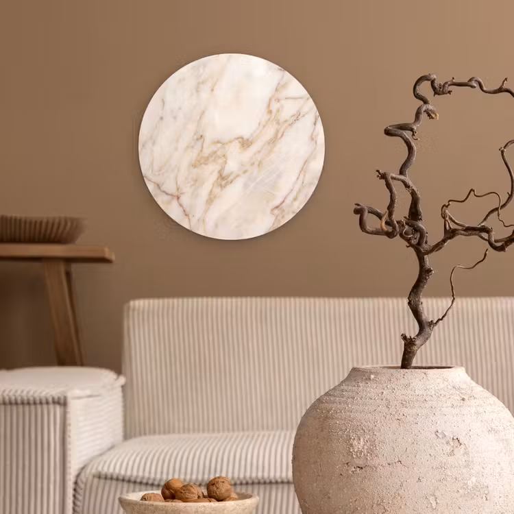 Muurcirkel - Marmer - Ader - Abstract - Wit - Goud — 2
