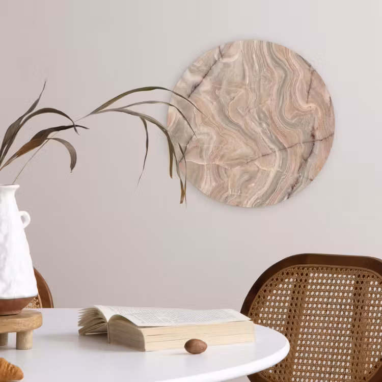 Muurcirkel - Marmer - Patroon - Abstract - Beige - Groen — 4
