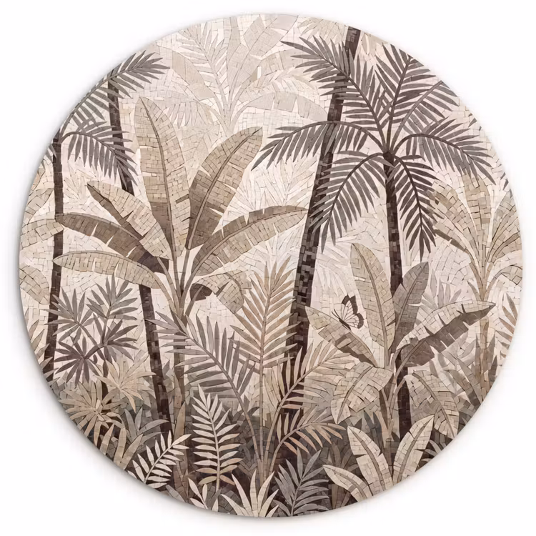 Muurcirkel - Natuur - Bladeren - Landschap - Mozaïek - Beige — 1