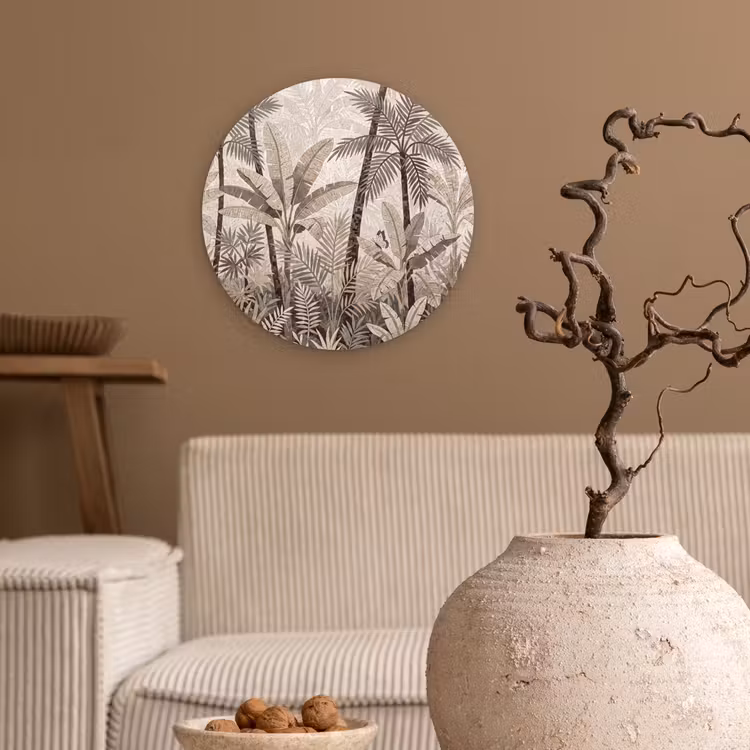 Muurcirkel - Natuur - Bladeren - Landschap - Mozaïek - Beige — 2