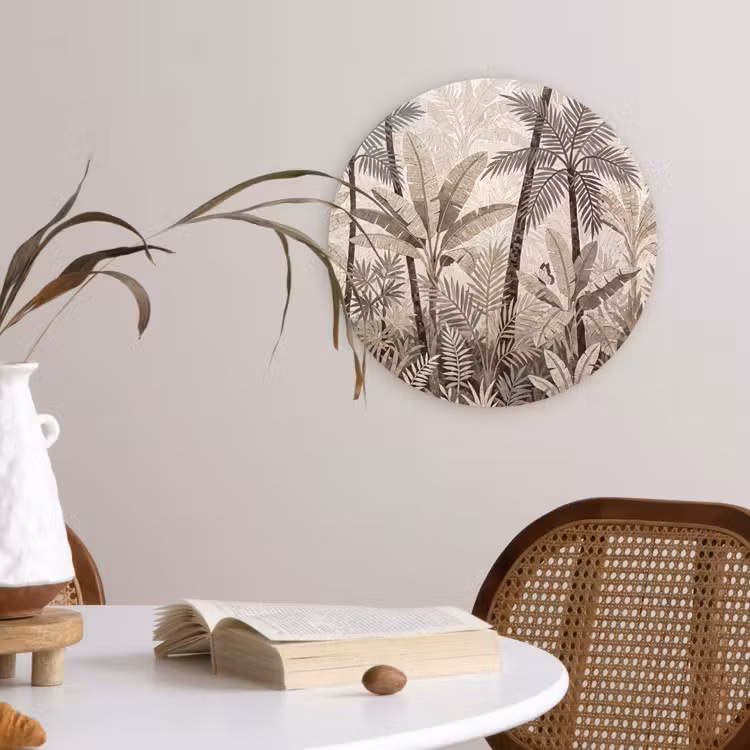 Muurcirkel - Natuur - Bladeren - Landschap - Mozaïek - Beige — 4
