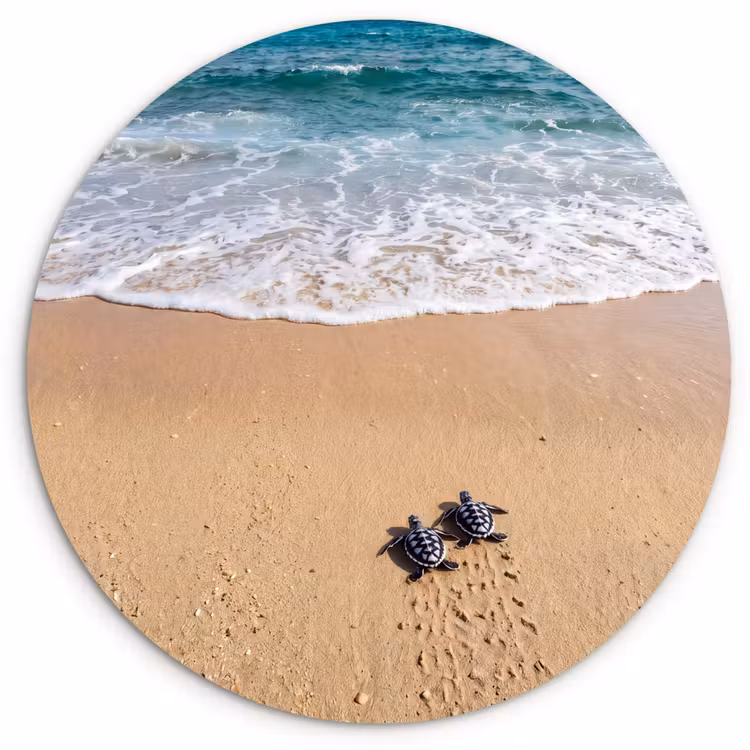 Muurcirkel - Schildpad - Jong - Strand - Oceaan - Blauw — 1
