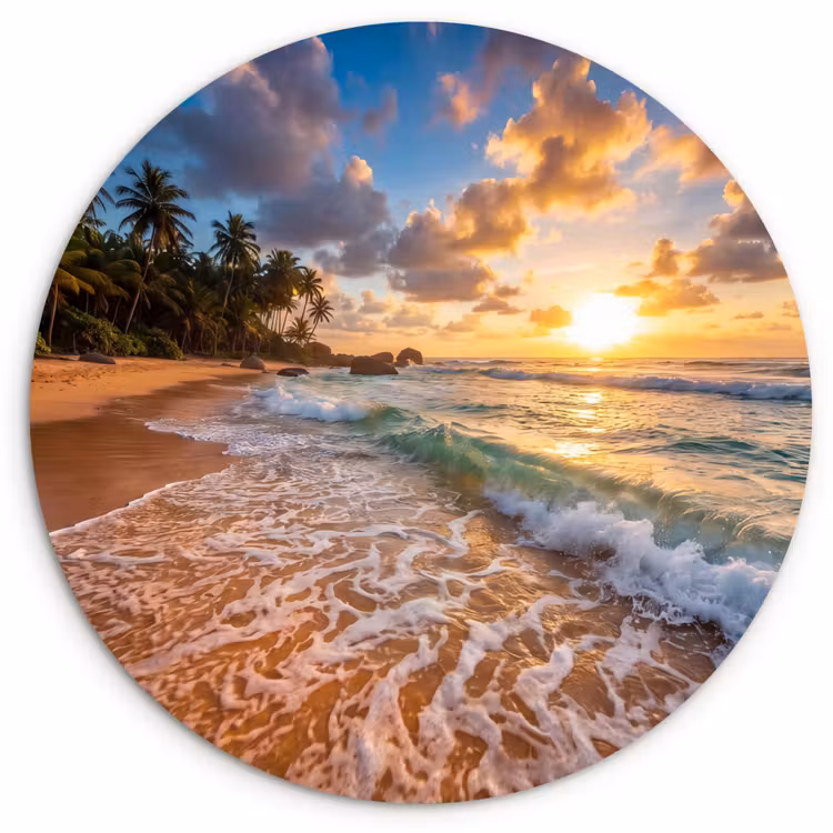 Muurcirkel - Strand - Zonsondergang - Golven - Natuur - Goud — 1