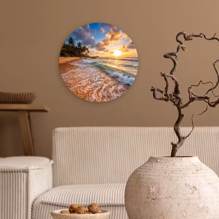 Muurcirkel - Strand - Zonsondergang - Golven - Natuur - Goud — 2