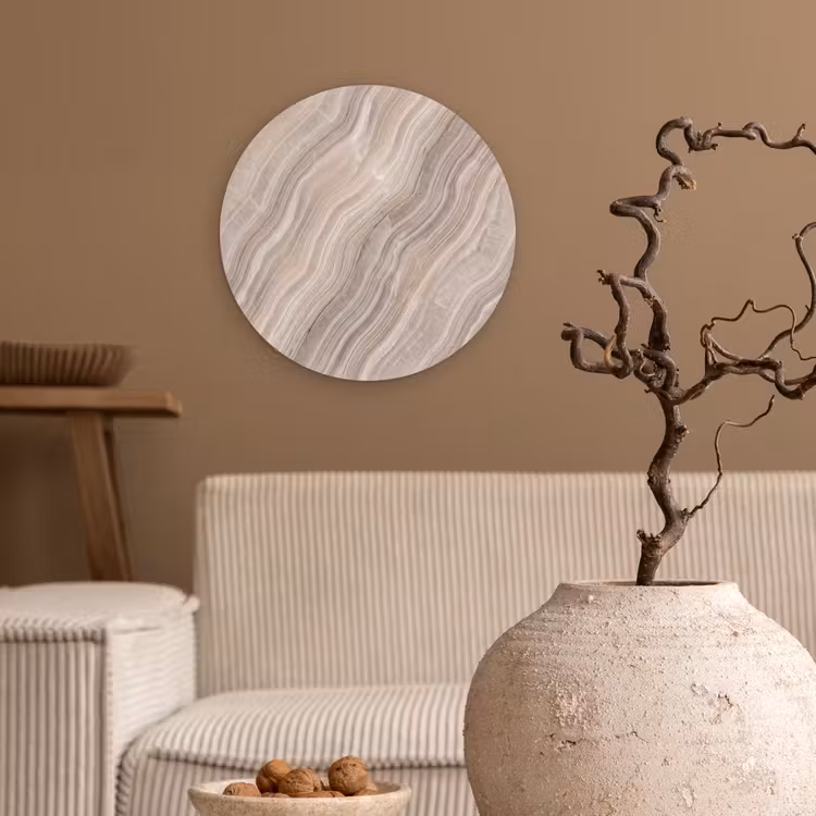 Muurcirkel - Textuur - Golvend - Abstract - Modern - Beige — 2