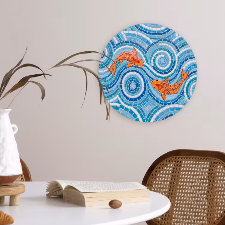 Muurcirkel - Vis - Mozaïek - Water - Decoratief - Blauw — 4