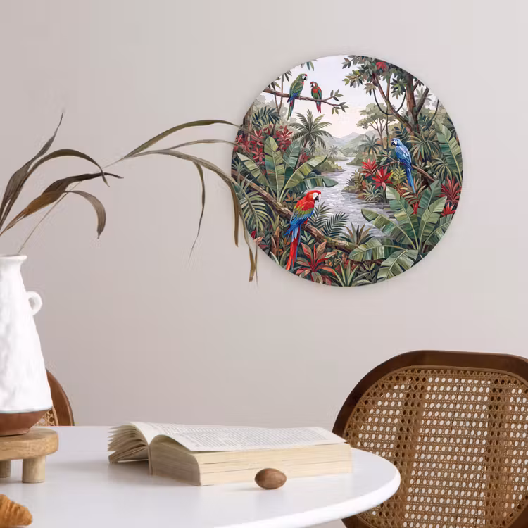 Muurcirkel - Vogel - Jungle - Natuur - Mozaïek - Groen — 4
