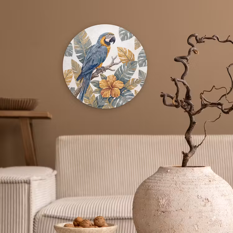 Muurcirkel - Vogel - Tak - Natuur - Mozaïek - Blauw — 2