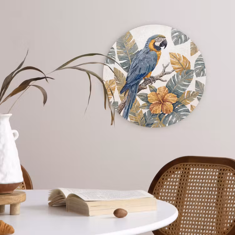 Muurcirkel - Vogel - Tak - Natuur - Mozaïek - Blauw — 4