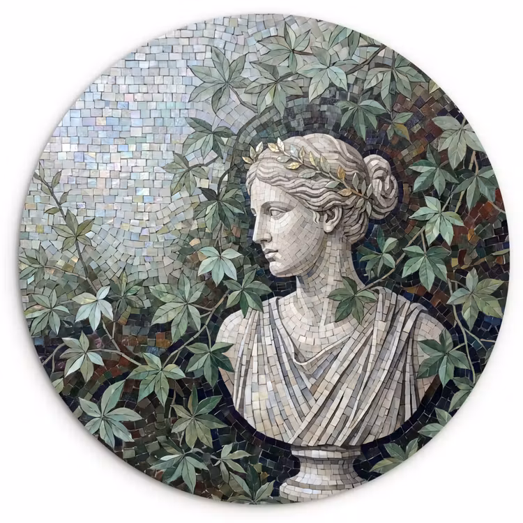 Muurcirkel - Vrouw - Klassiek - Mozaiëk - Natuur - Groen — 1