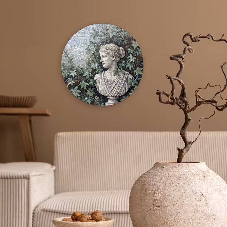 Muurcirkel - Vrouw - Klassiek - Mozaiëk - Natuur - Groen — 2