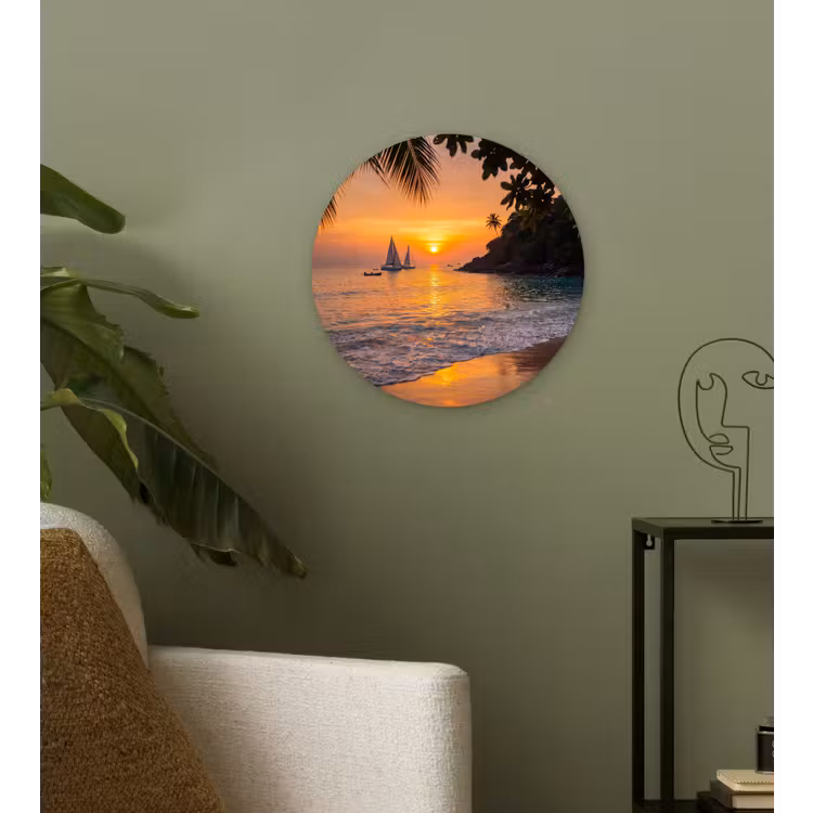 Muurcirkel - Zee - Zonsondergang - Boot - Natuur - Oranje — 3