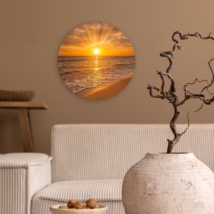 Muurcirkel - Zee - Zonsondergang - Golven - Kust - Oranje — 2