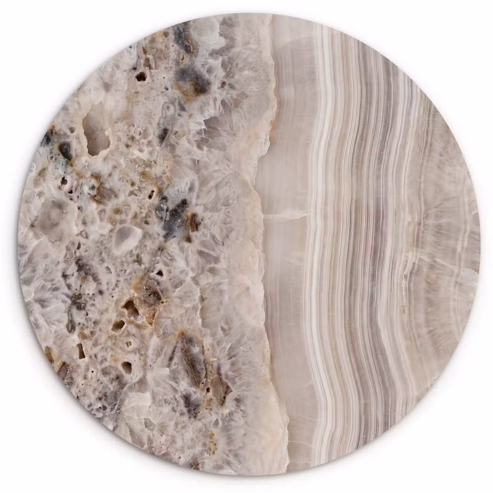 Muurcirkel - Steen - Textuur - Abstract - Beige - Wit — 1