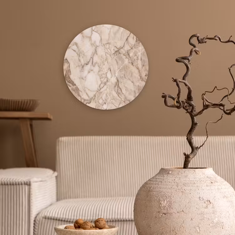Muurcirkel - Marmer - Aderen - Textuur - Beige - Modern — 2