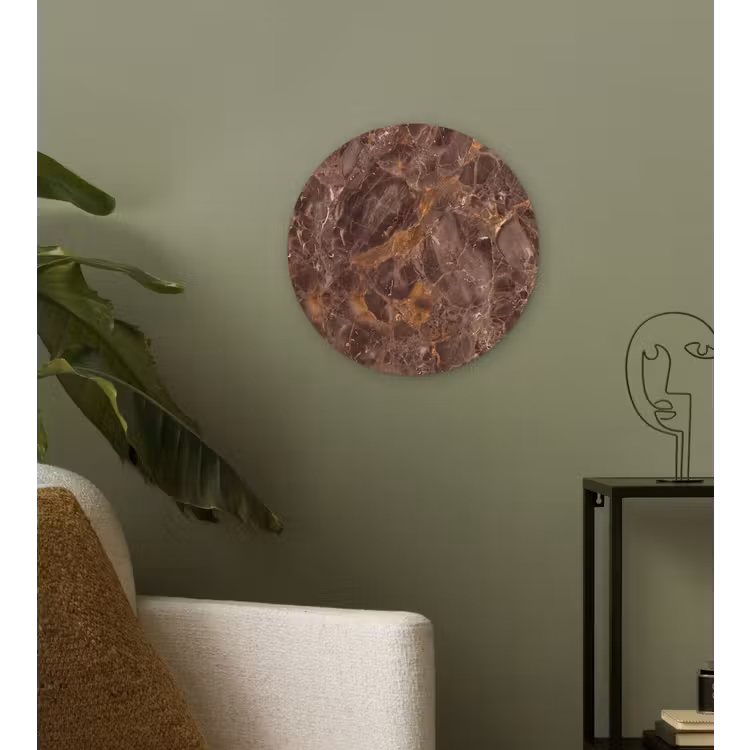 Muurcirkel - Marmer - Patroon - Natuur - Bruin - Goud — 3