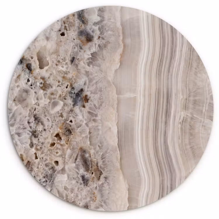 Muurcirkel - Steen - Textuur - Abstract - Beige - Wit — 1
