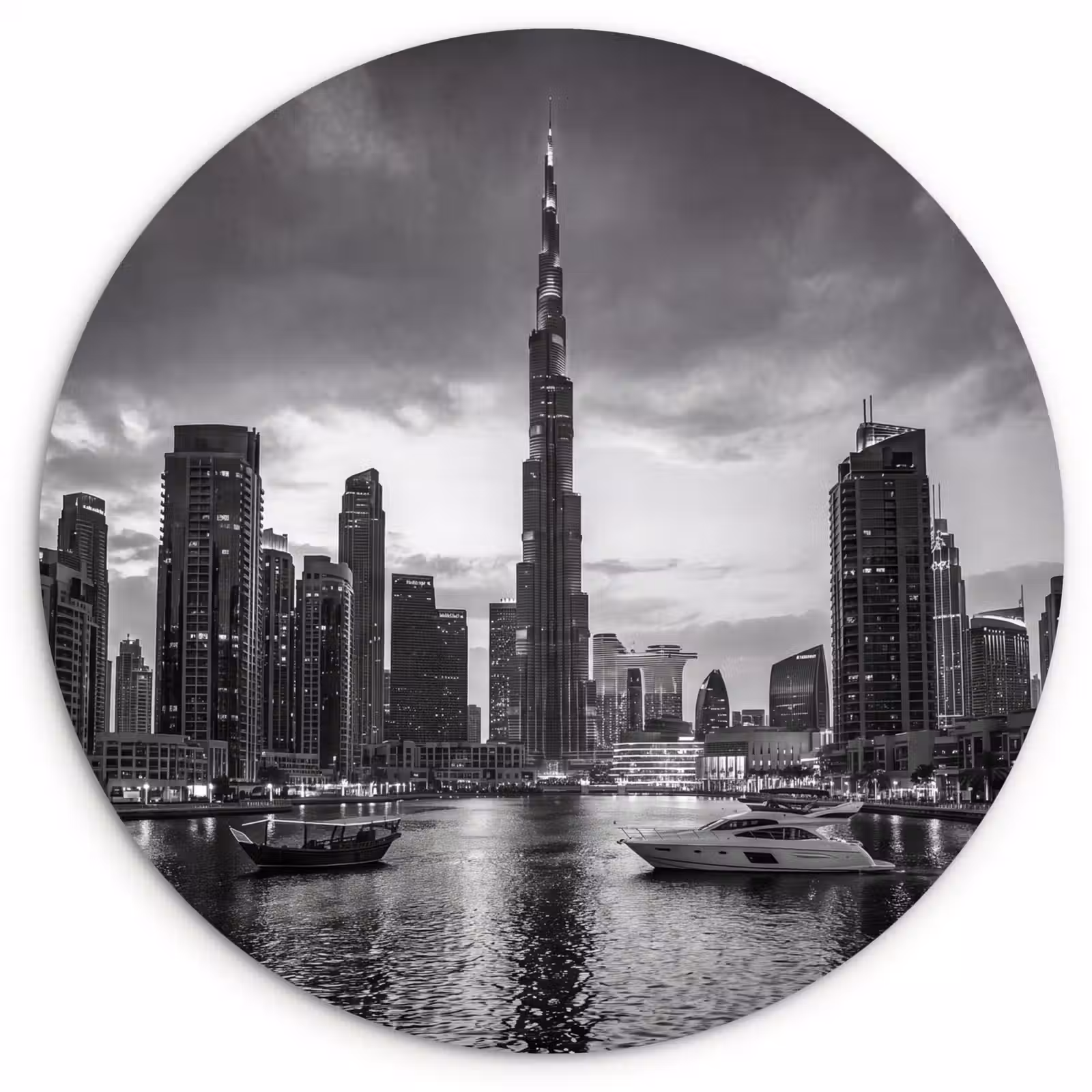 Muurcirkel - Stad - Skyline - Architectuur - Avond - Zwart-wit — 1