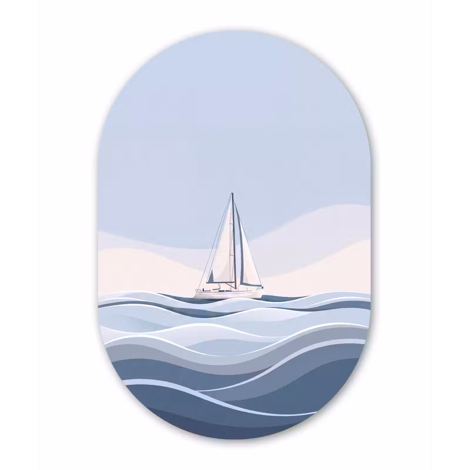 Muurovaal aluminium - Boot - Zeil - Zee - Modern - Beige — 1