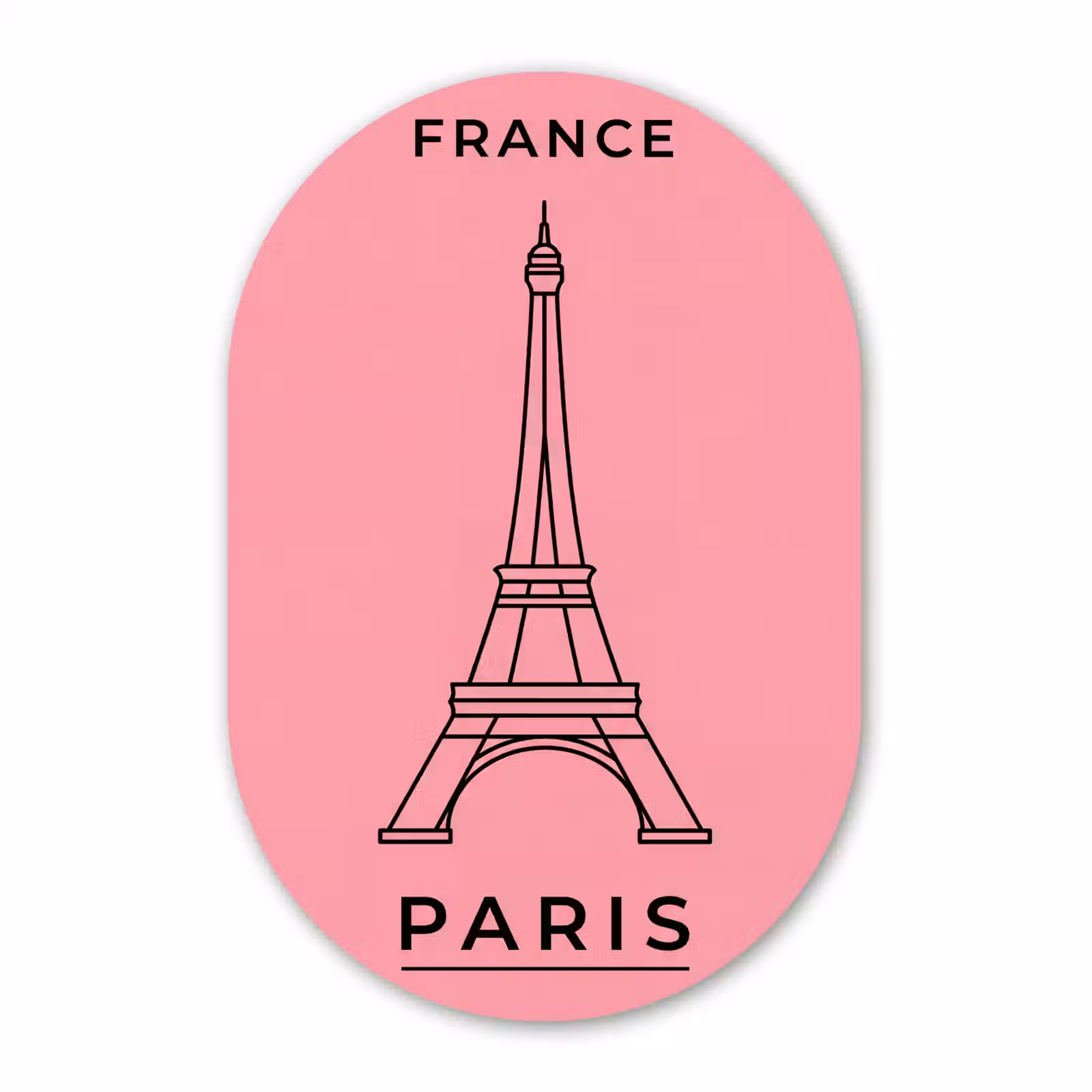 Muurovaal aluminium - Eiffeltoren - Parijs - Architectuur - Minimalistisch - Roze — 1