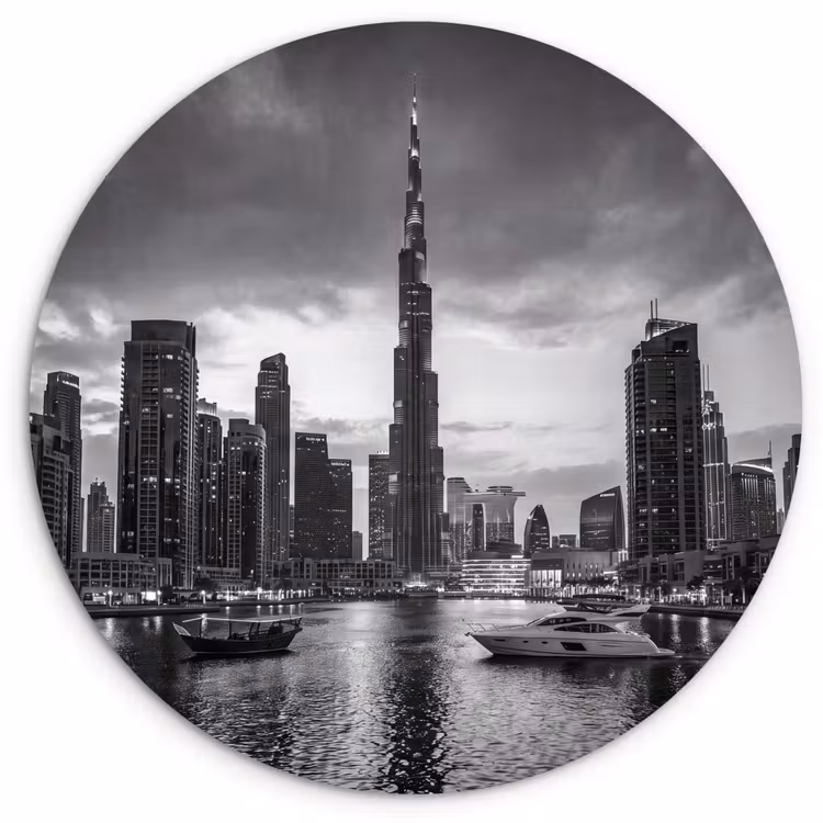 Muurcirkel - Stad - Skyline - Architectuur - Avond - Zwart-wit — 1