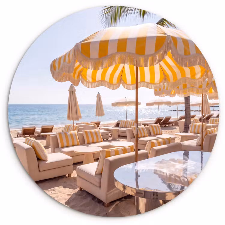 Muurcirkel - Strand - Ligbedden - Vakantie - Modern - Geel — 1
