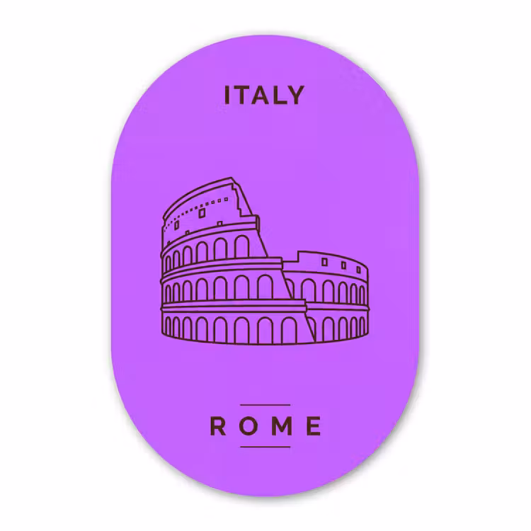 Muurovaal aluminium - Architectuur - Colosseum - Rome - Minimalistisch - Paars — 1