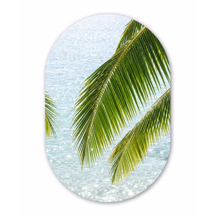 Muurovaal aluminium - Boom - Bladeren - Water - Tropisch - Groen — 1