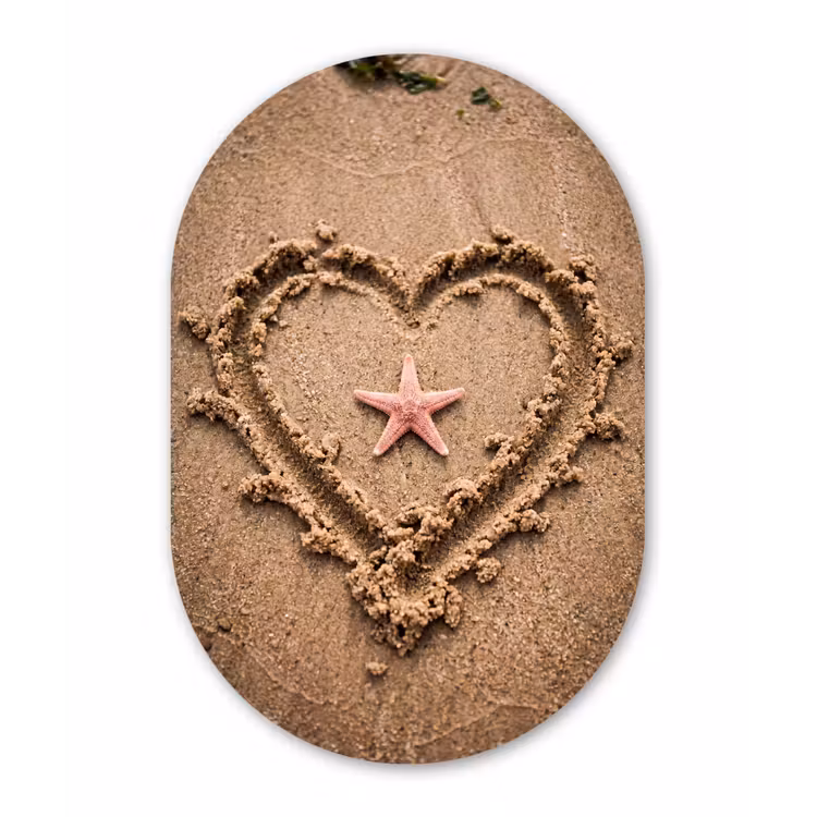 Muurovaal aluminium - Dieren - Hart - Strand - Zand - Roze — 1
