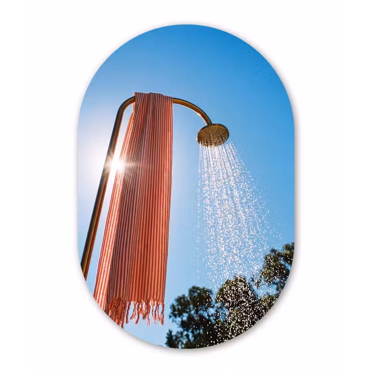 Muurovaal aluminium - Douche - Water - Zomer - Blauw — 1