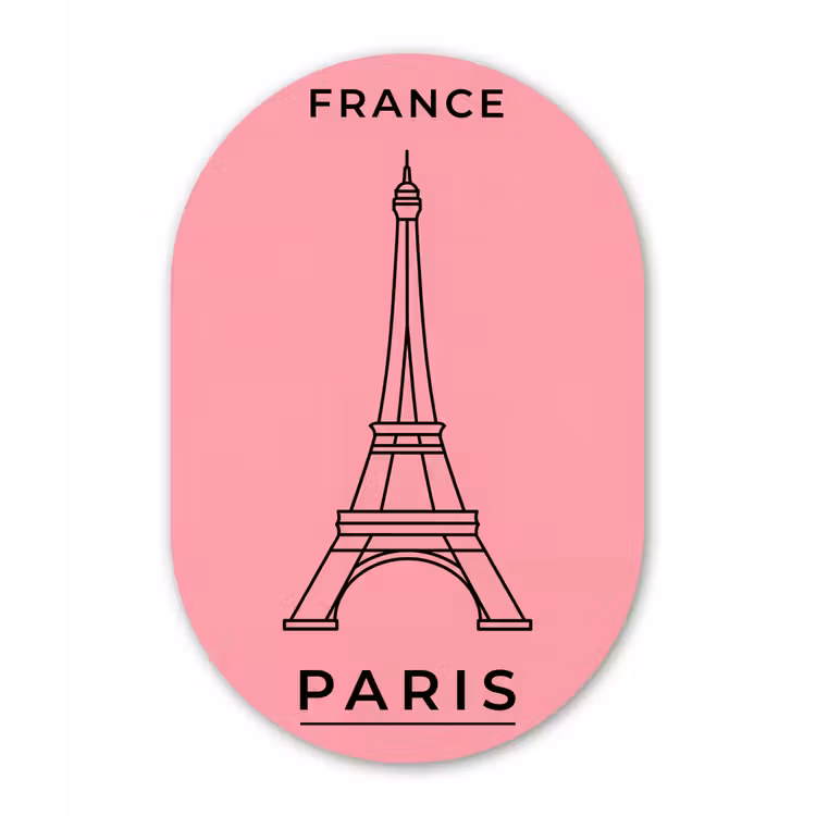 Muurovaal aluminium - Eiffeltoren - Parijs - Architectuur - Minimalistisch - Roze — 1
