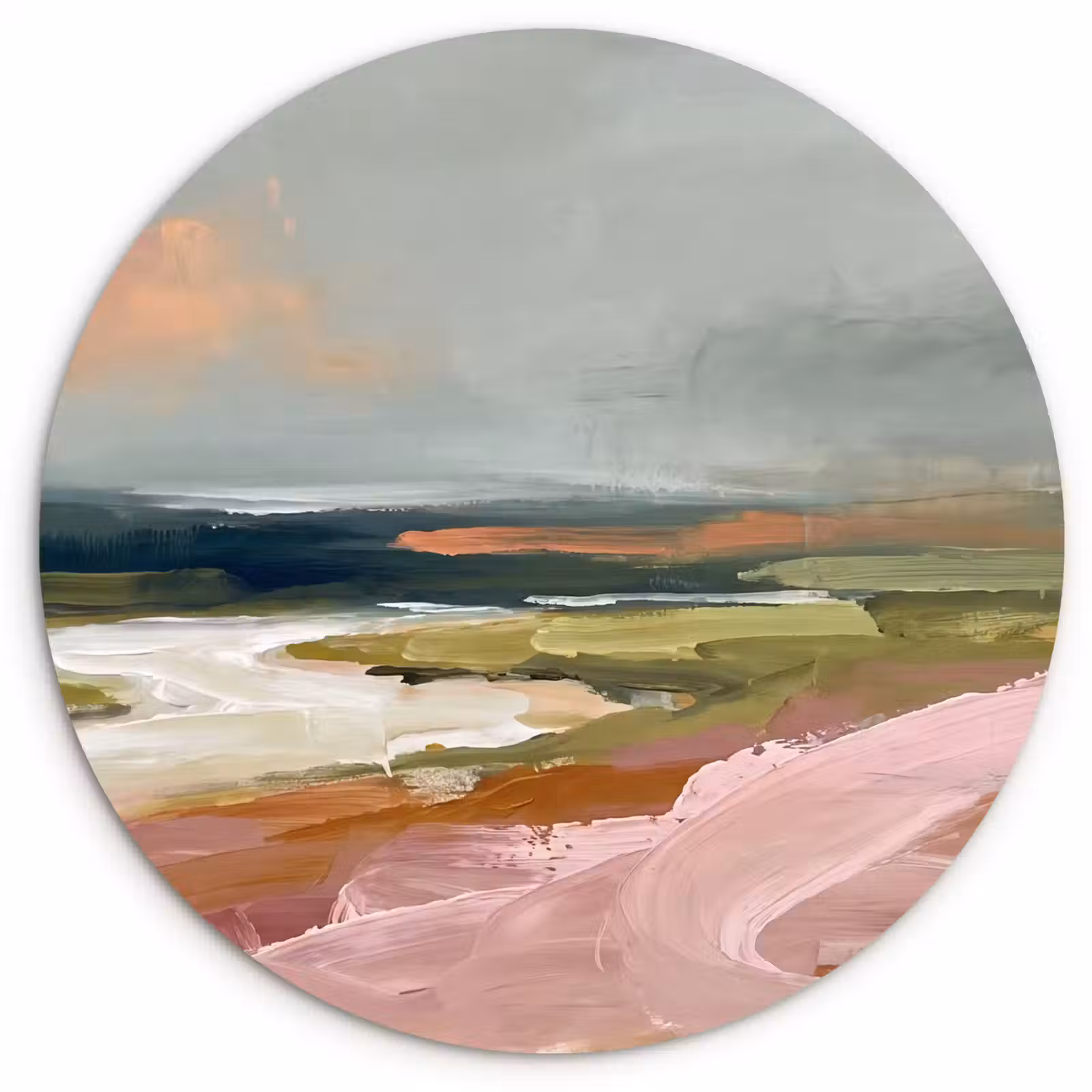 Muurcirkel - Landschap - Rivier - Abstract - Roze - Groen — 1