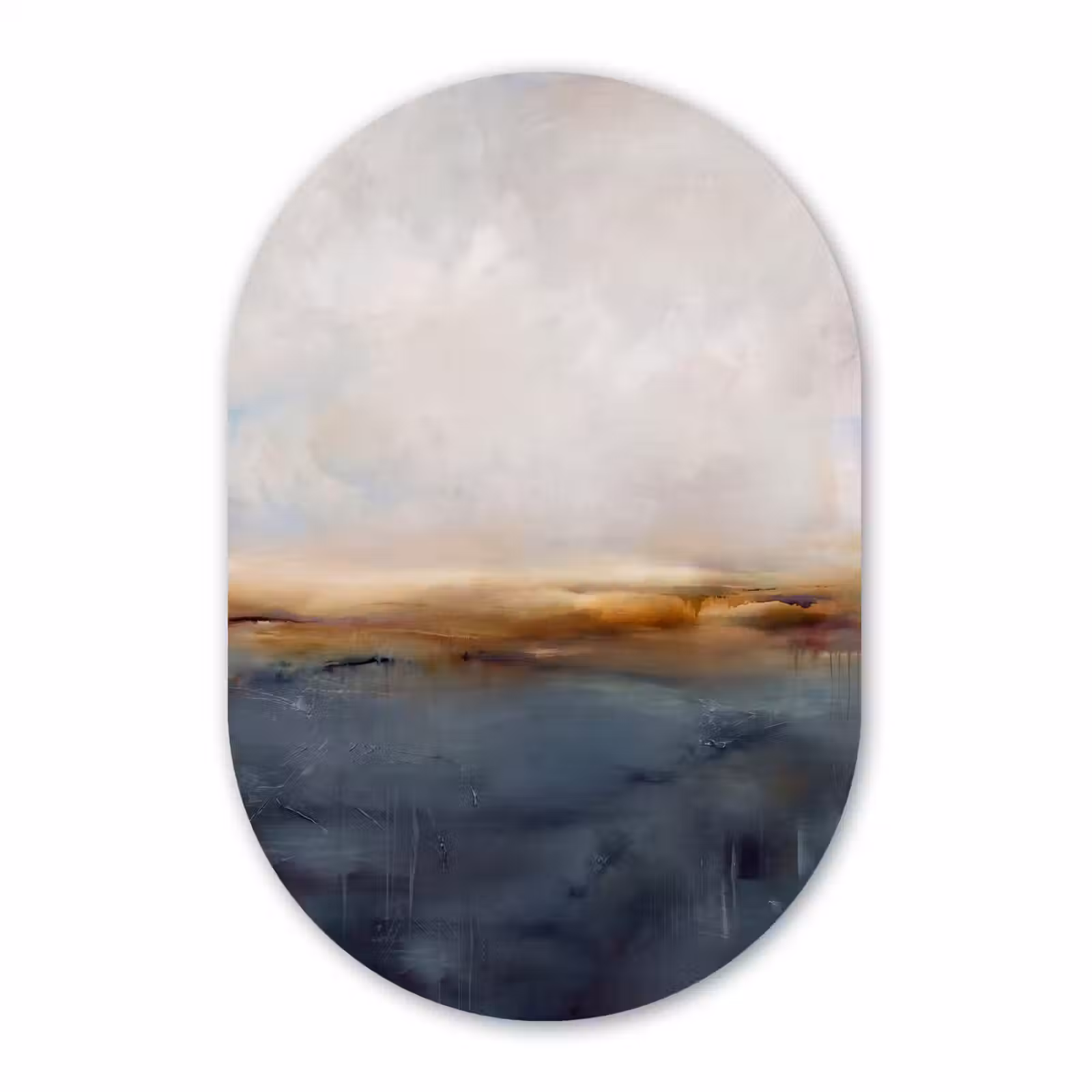 Muurovaal aluminium - Abstract - Horizon - Water - Modern - Beige — 1