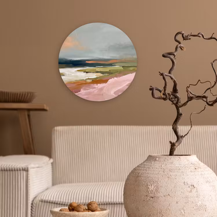 Muurcirkel - Landschap - Rivier - Abstract - Roze - Groen — 2