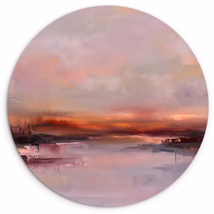 Muurcirkel - Landschap - Zonsondergang - Abstract - Modern - Roze — 1