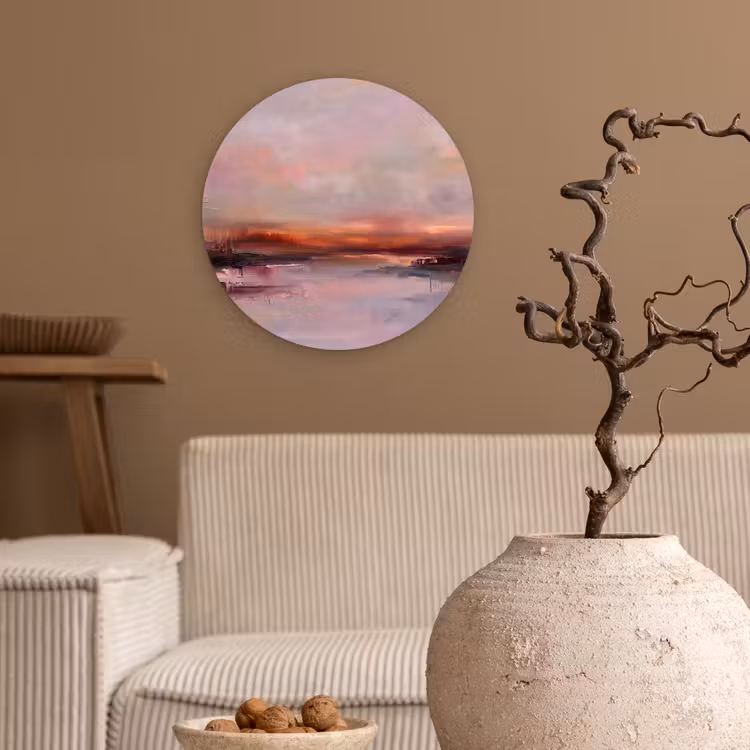 Muurcirkel - Landschap - Zonsondergang - Abstract - Modern - Roze — 2