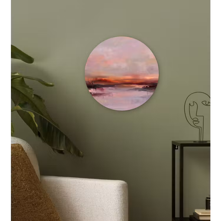 Muurcirkel - Landschap - Zonsondergang - Abstract - Modern - Roze — 3