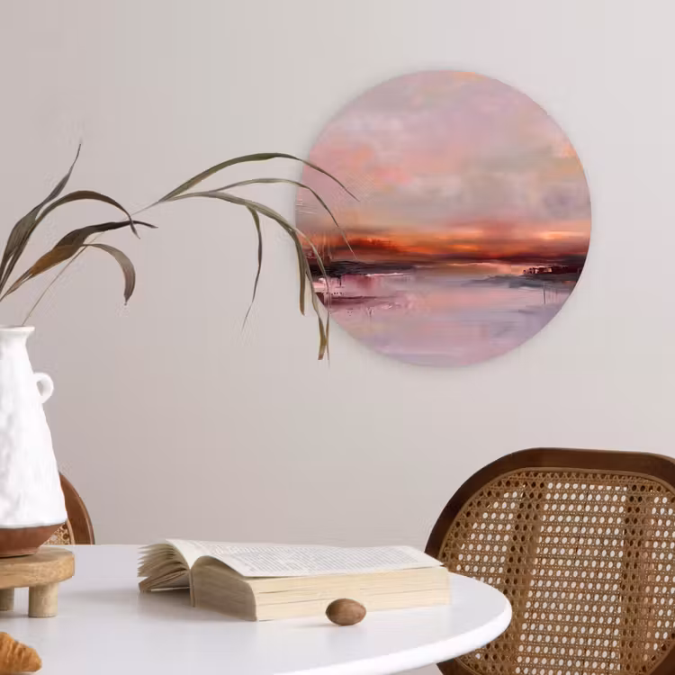 Muurcirkel - Landschap - Zonsondergang - Abstract - Modern - Roze — 4