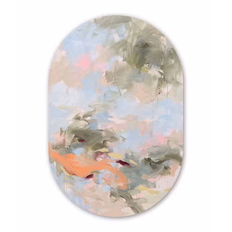 Muurovaal aluminium - Abstract - Borstelstreken - Kunst - Modern - Pastel — 1