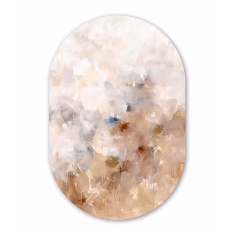 Muurovaal aluminium - Abstract - Borstelstreken - Modern - Beige - Kunst — 1