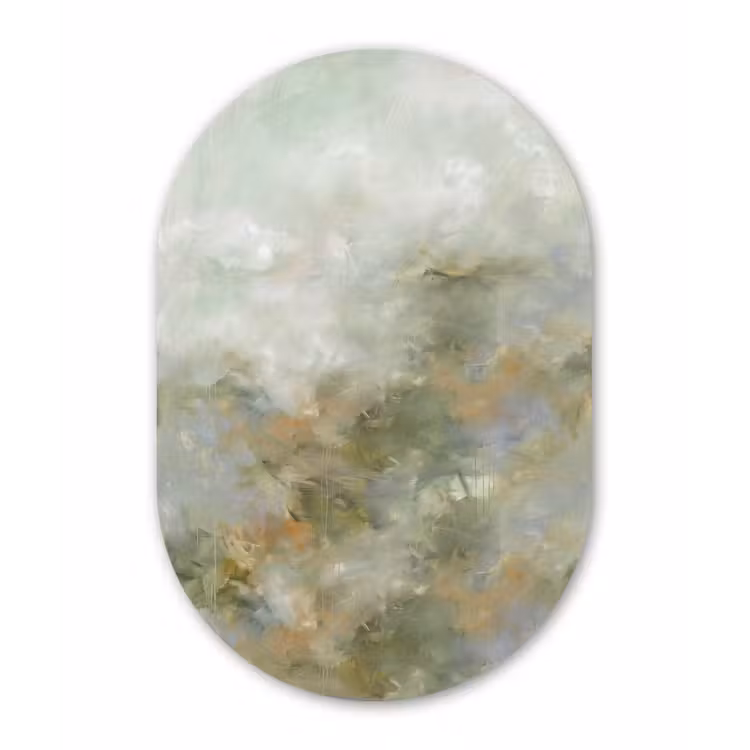 Muurovaal aluminium - Abstract - Groen - Beige - Modern - Kunst — 1