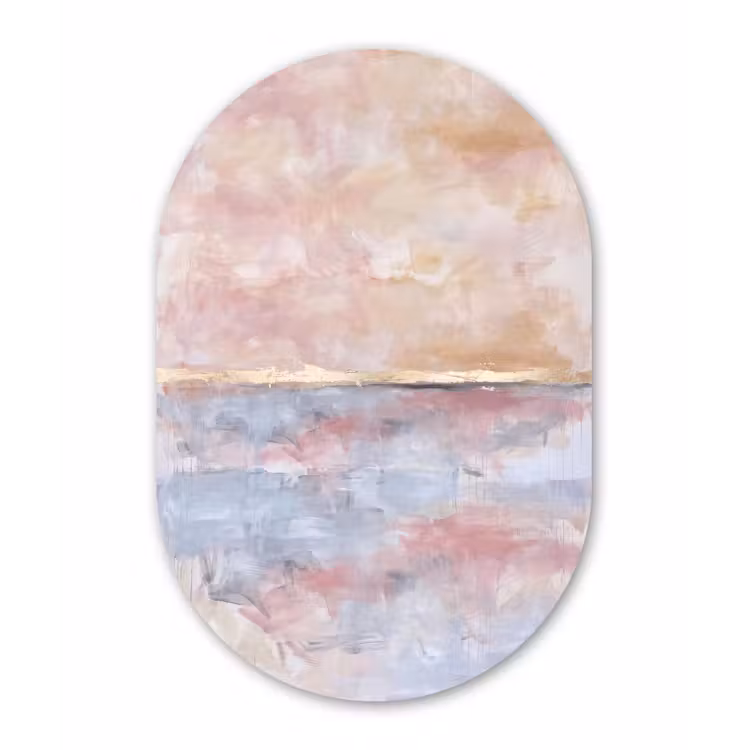 Muurovaal aluminium - Abstract - Horizontaal - Kunst - Roze - Goud — 1