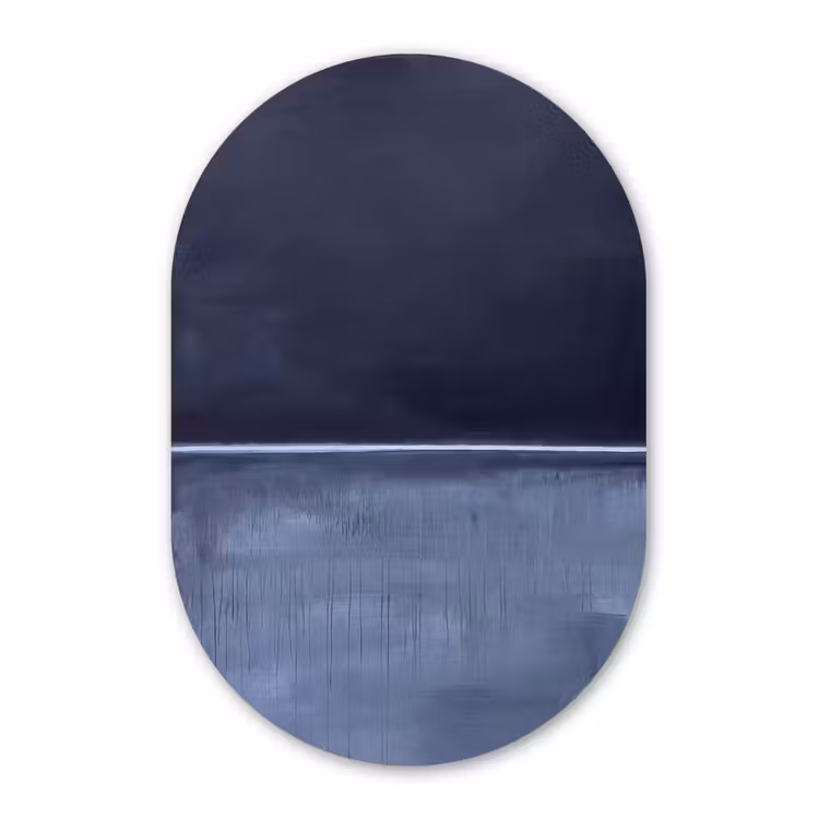 Muurovaal aluminium - Abstract - Horizontale lijn - Minimalistisch - Donkerblauw - Kunst — 1