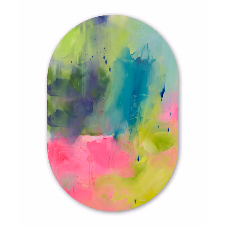 Muurovaal aluminium - Abstract - Kleuren - Modern - Groen - Roze — 1