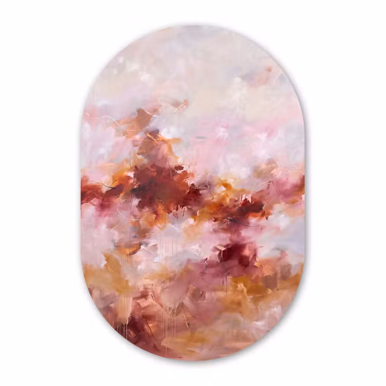 Muurovaal aluminium - Abstract - Kleurrijk - Kunst - Modern - Roze-Rood — 1
