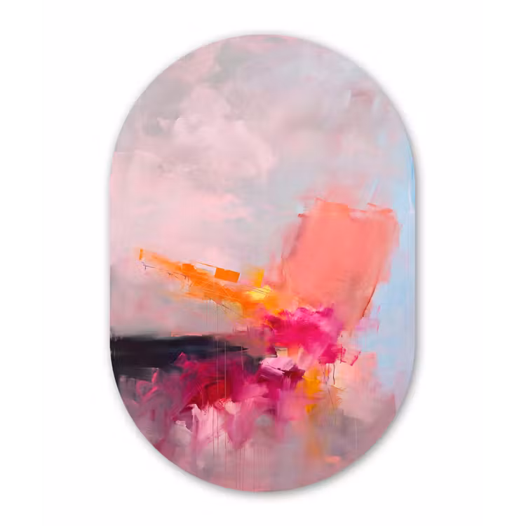 Muurovaal aluminium - Abstract - Kleurrijk - Modern - Roze — 1
